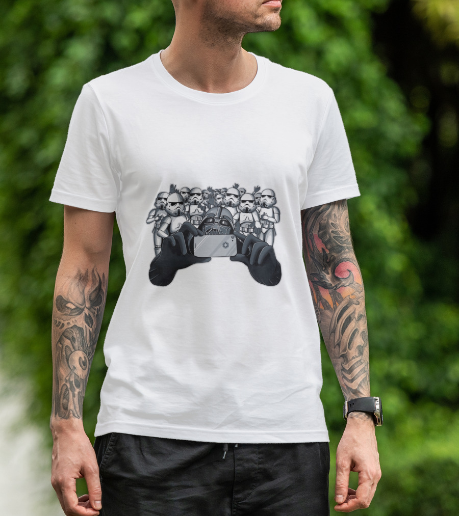 Selfie With Stormtroopers Darth Vader Star Wars Scene T-Shirt