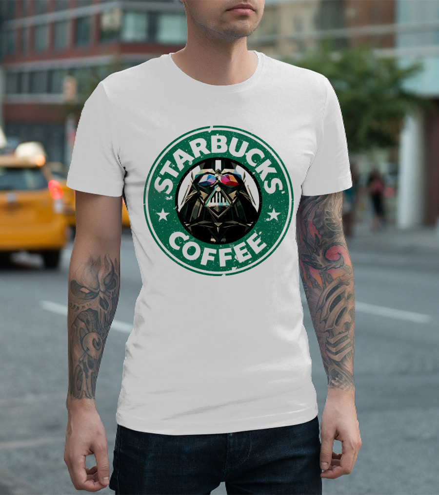 Starbucks Coffee Darth Vader Star Wars Logo Mashup T-Shirt