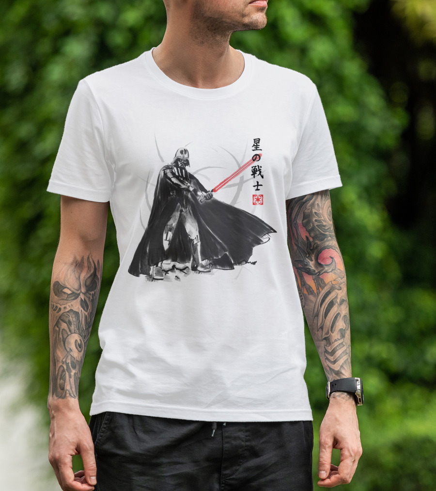 Vader Knight Sumie Japanese Style Darth Vader Star Wars Kanji Scene T-Shirt