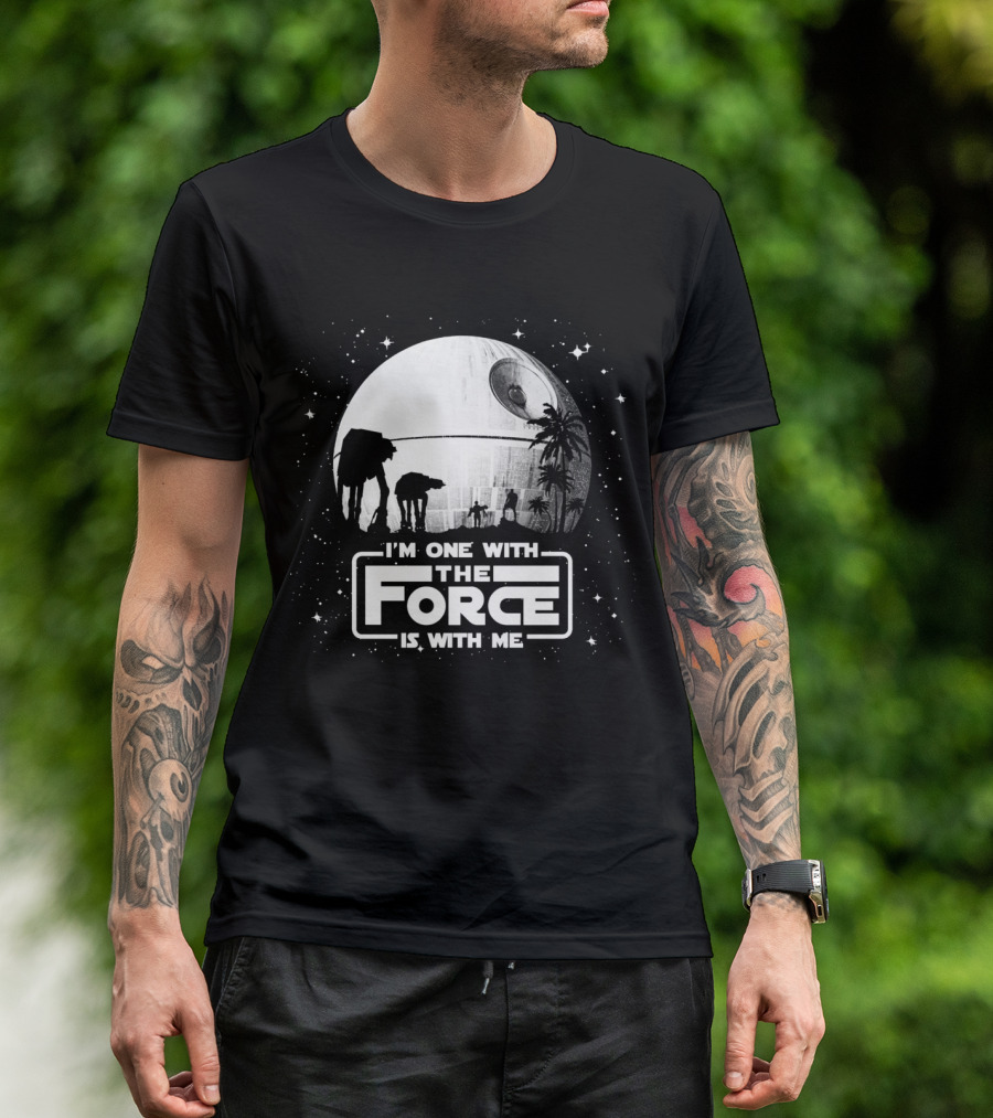 I'm One With The Force Is With Me Death Star Moon Star Wars T-Shirt