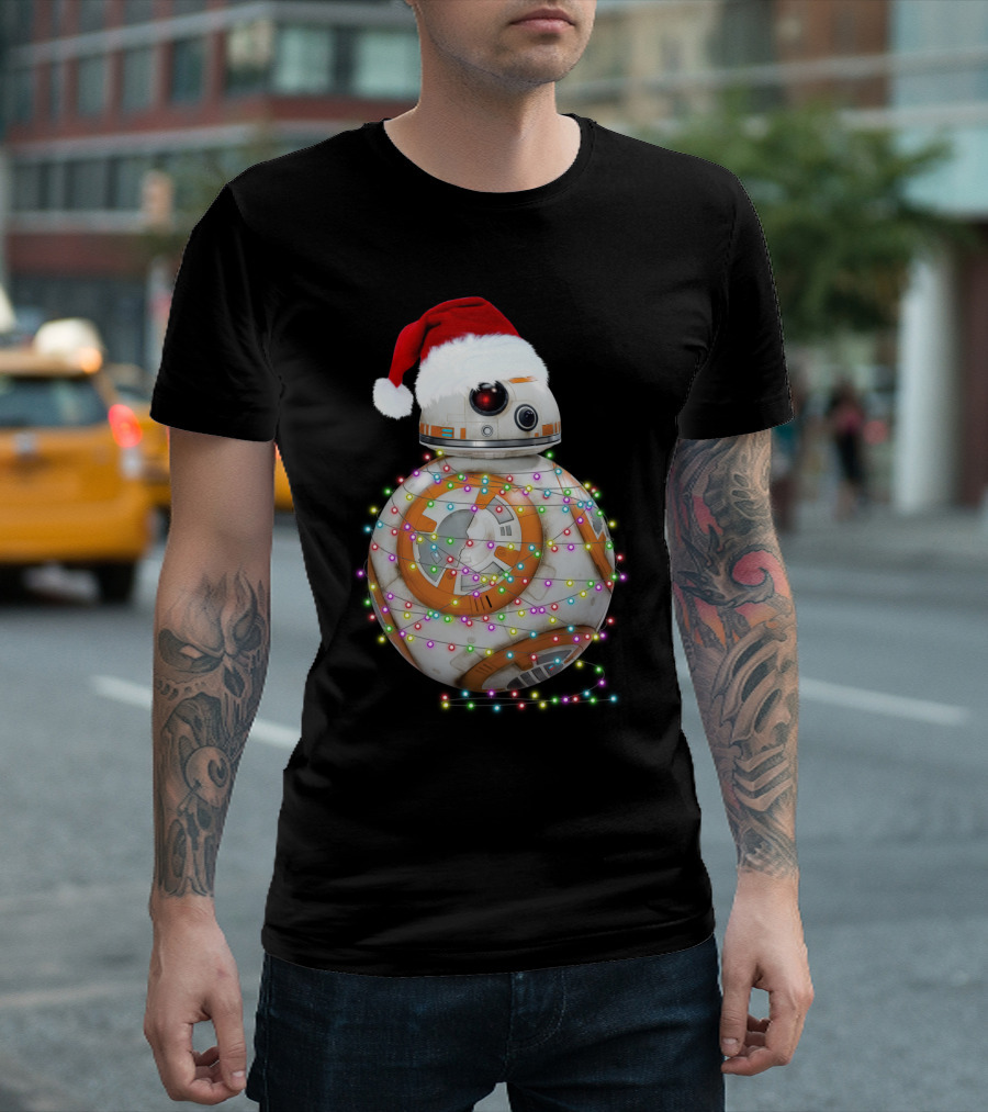 BB-8 Christmas Lights Droids Star Wars Holiday Santa Hat T-Shirt