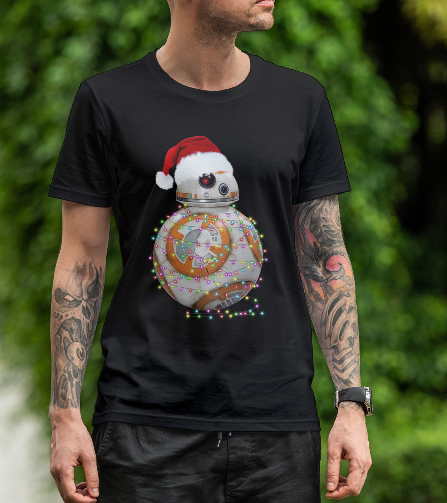 BB-8 Christmas Lights Droids Star Wars Holiday Santa Hat T-Shirt