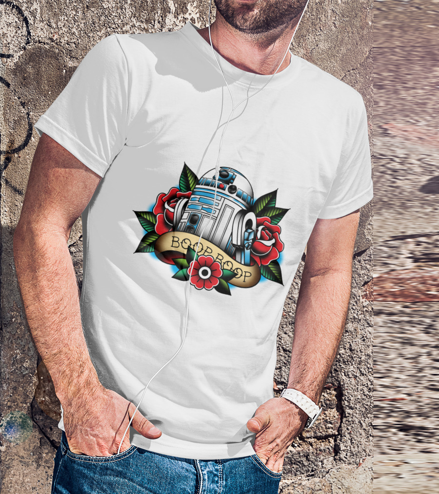 Boop Boop Floral R2 D2 Star Wars Roses Droids T-Shirt