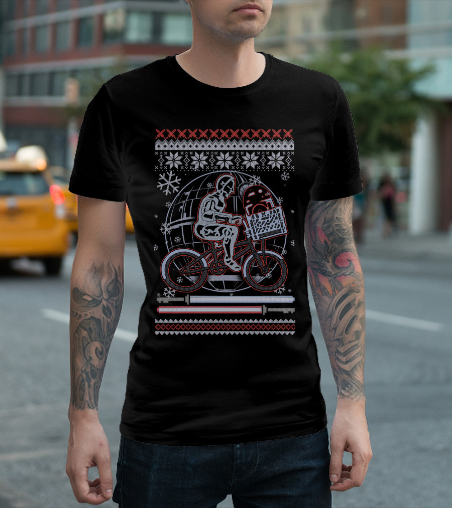 Star Wars ET Friends On Bicycle Christmas T-Shirt