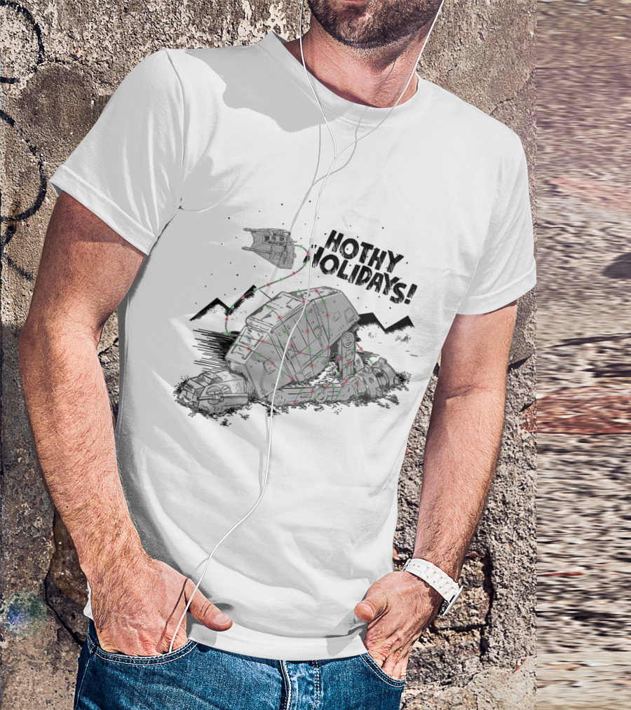 Hothy Holidays Star Wars AT-AT With Christmas Lights T-Shirt