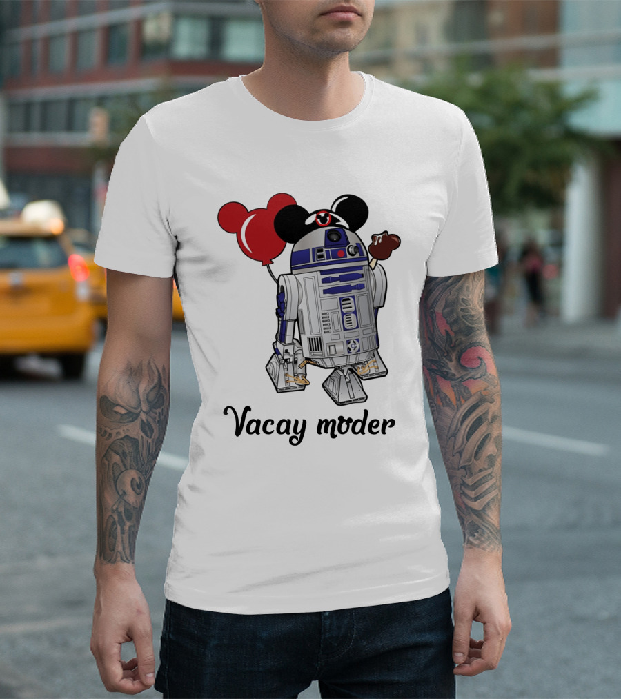 Vacay Mode R2 D2 Droids Star Wars Mickey Balloon Ice Cream T-Shirt