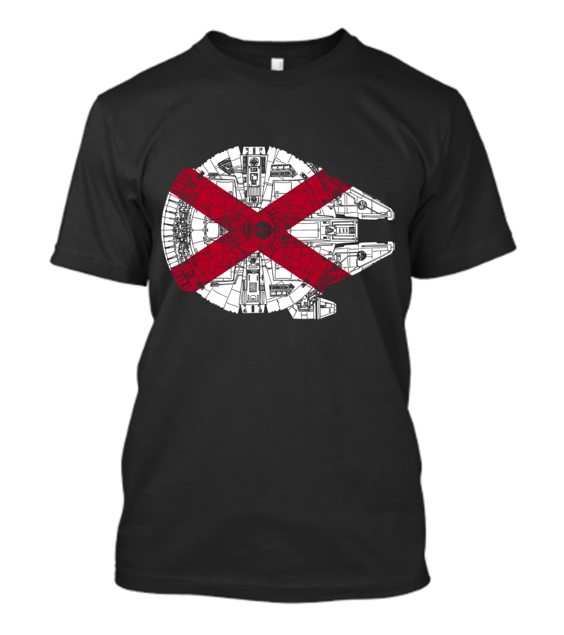 Alabama Flag Overlaid On The Millennium Falcon T-Shirt