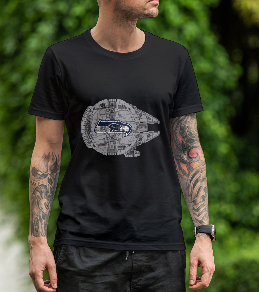 Seattle Seahawks Millennium Falcon Star Wars Mashup T-Shirt