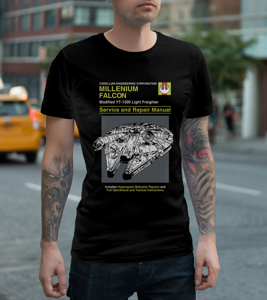 Corellian Engineering Corporation Millennium Falcon Modified YT-1300 Light Freighter Service And Repair Manual Star Wars T-Shirt