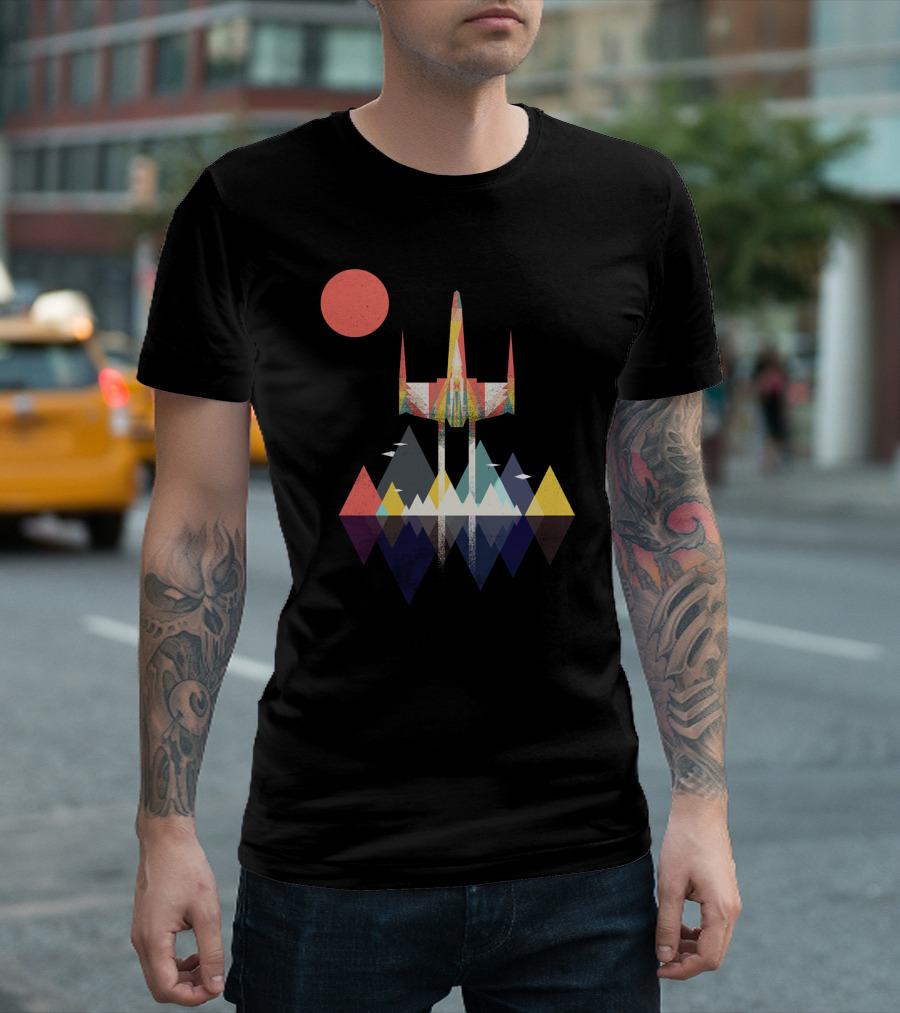 Star Wars Millennium Falcon Sunset Style Retro T-Shirt