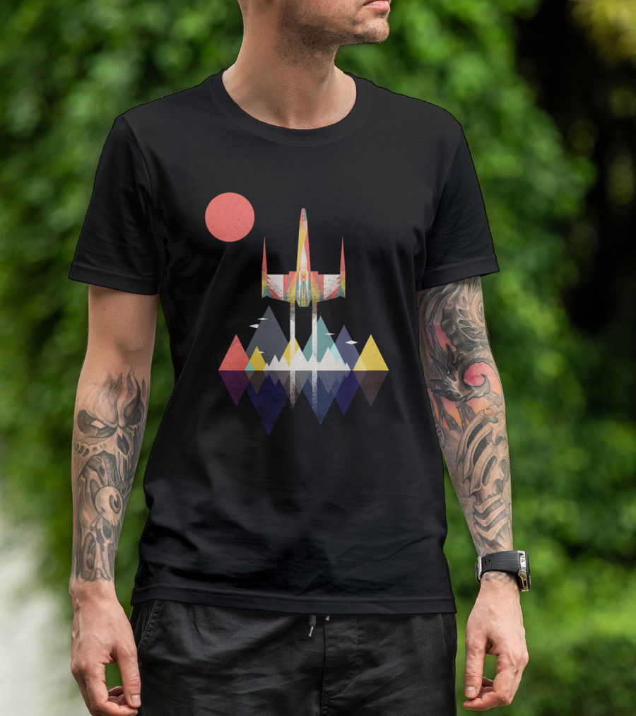 Star Wars Millennium Falcon Sunset Style Retro T-Shirt