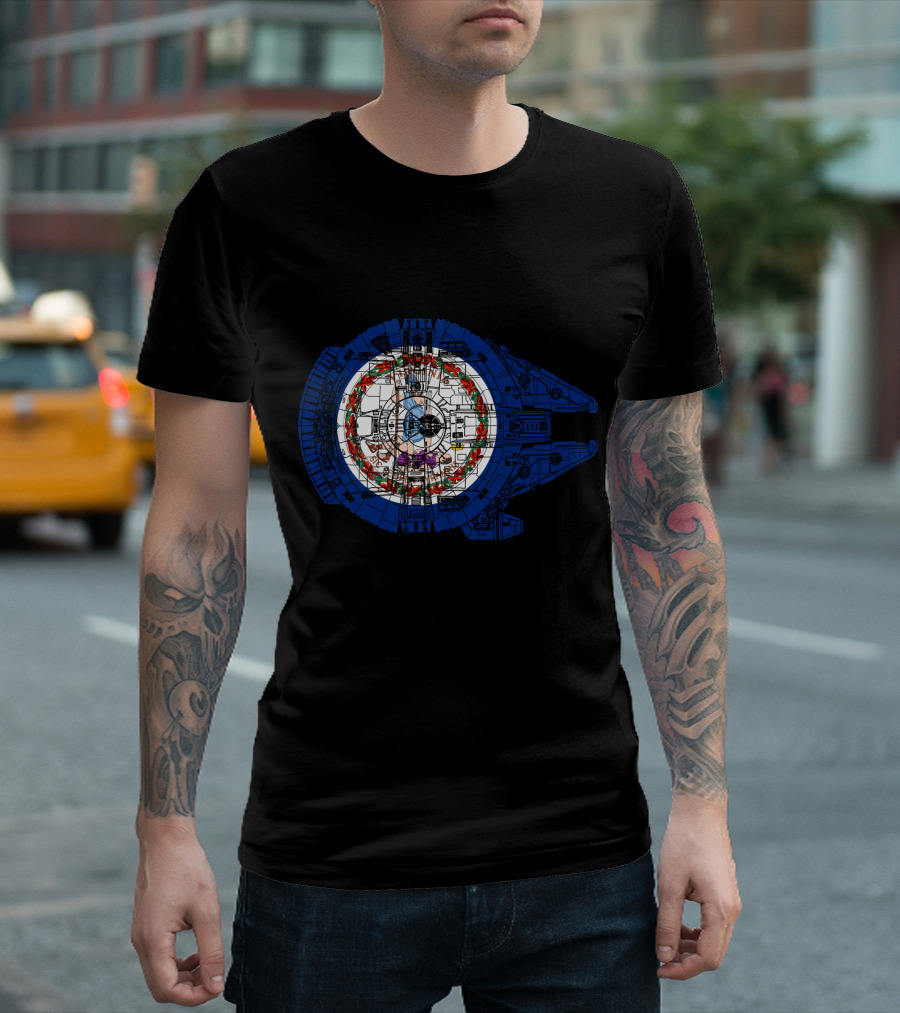 Virginia State Flag Emblem Inside Millennium Falcon T-Shirt