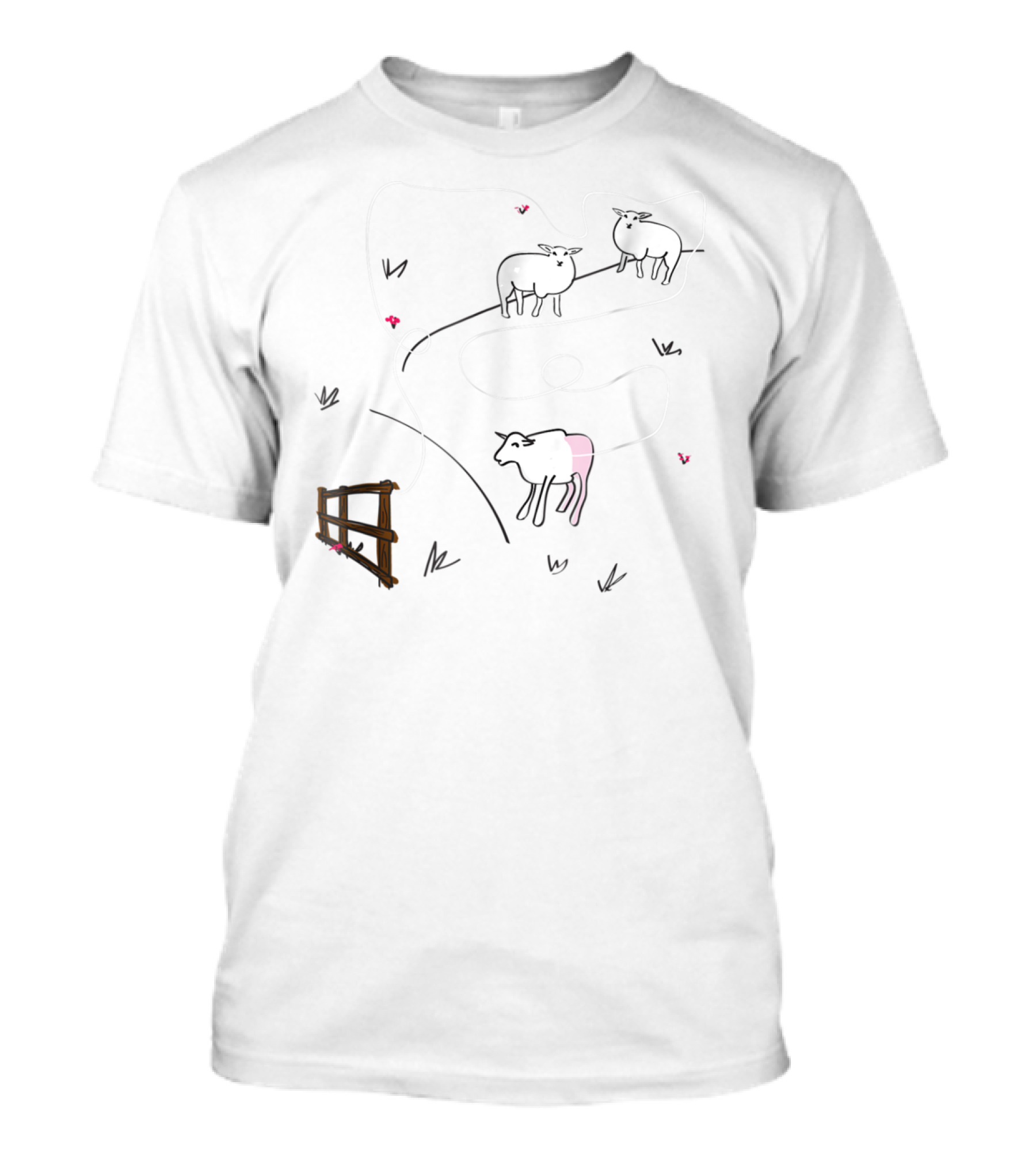 Funny Sheep With Yarn Trail And Knitting T-Shirt