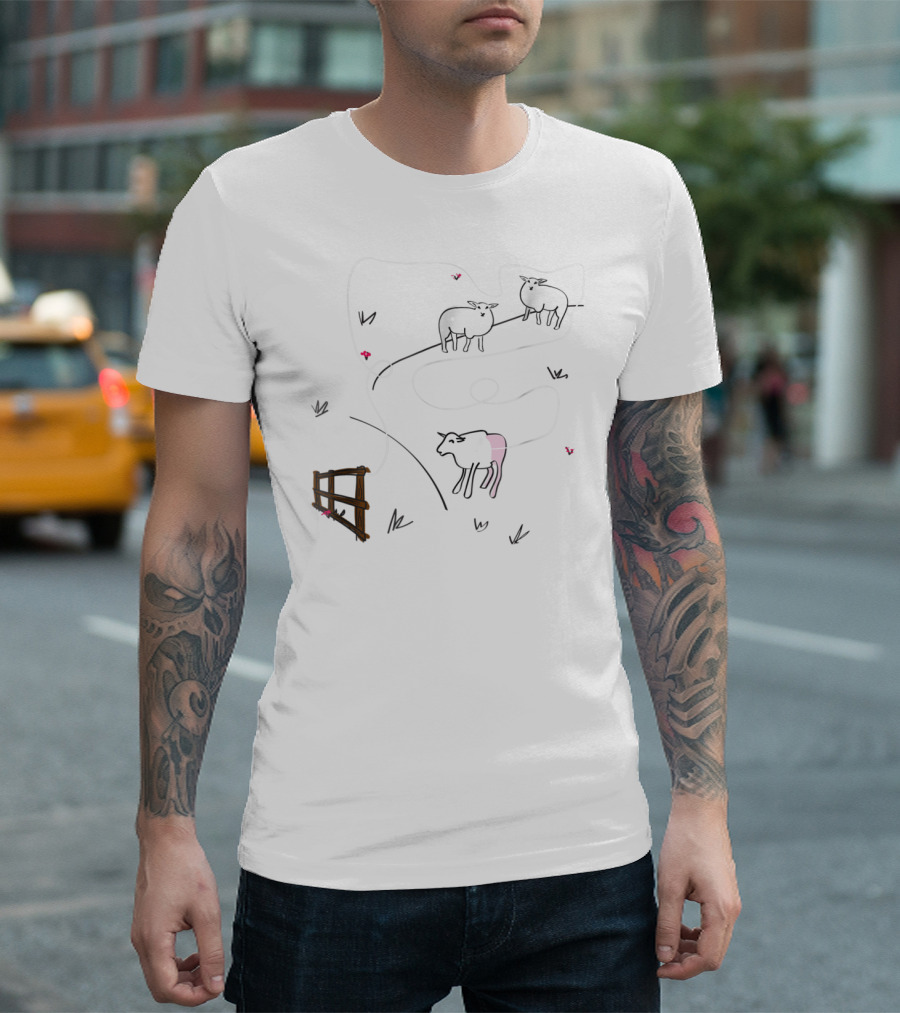 Funny Sheep With Yarn Trail And Knitting T-Shirt