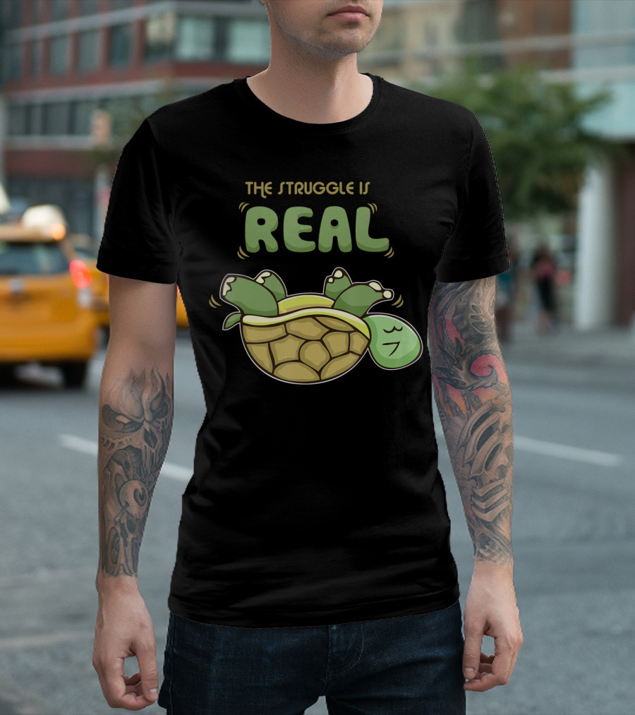 Funny Turtle The Struggle Is Real I Hate Situps Gym Workout T-Shirt