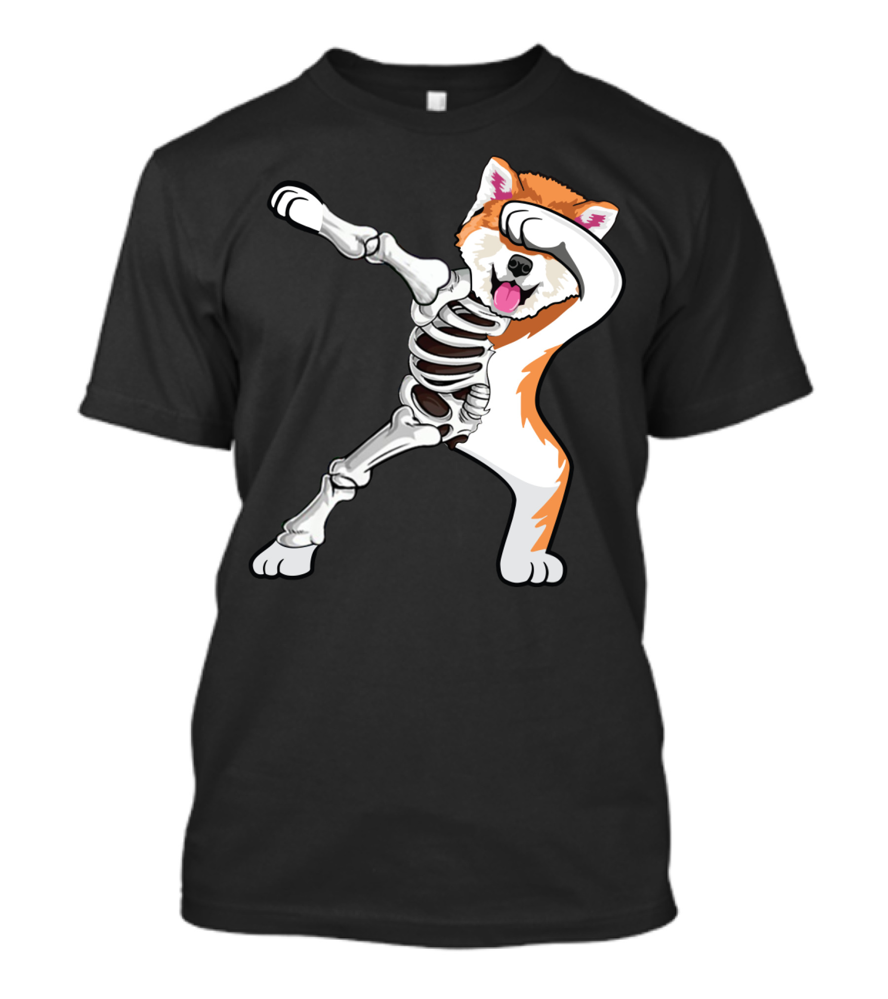 Akita Dog Skeleton Dabbing Halloween T-Shirt