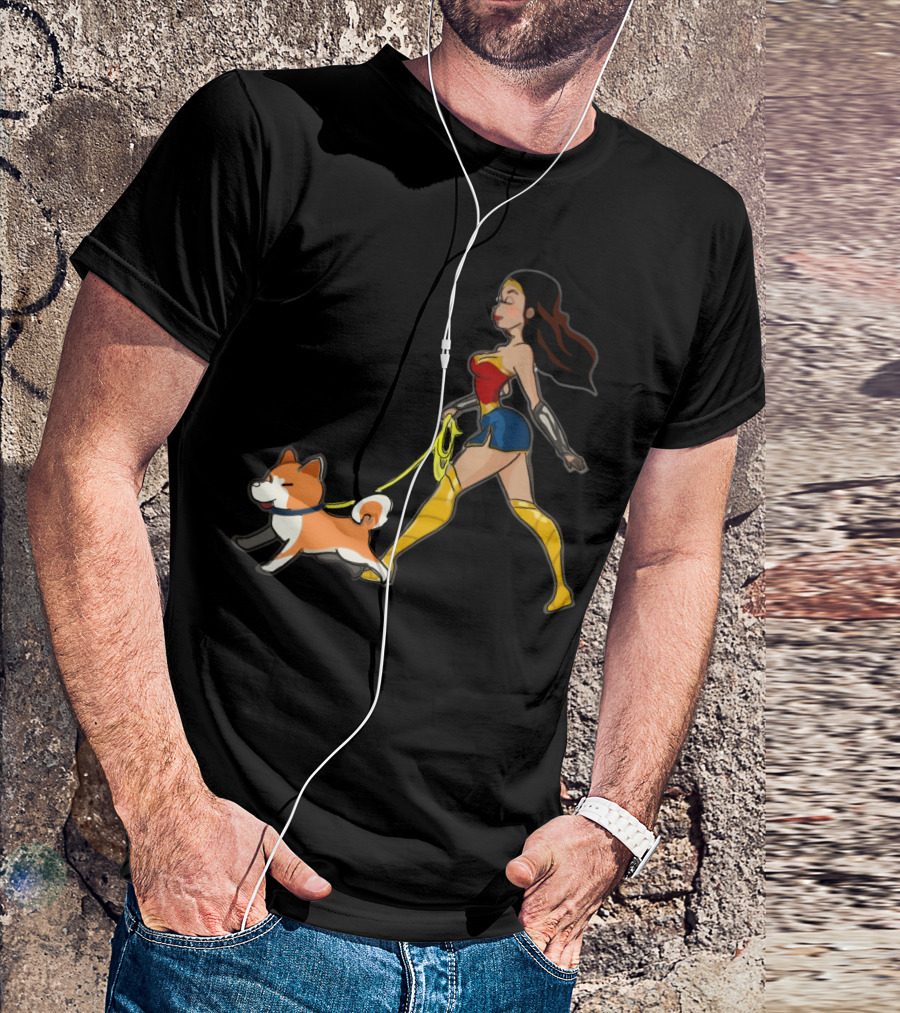 Walk With Akita Woman In Wonder T-Shirt