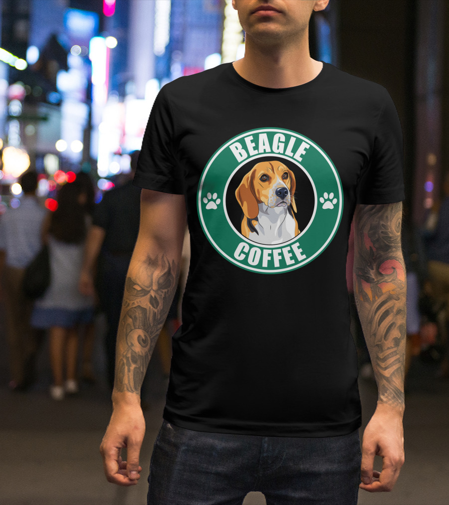 Beagle Coffee Paws Green Circle Beagle T-Shirt