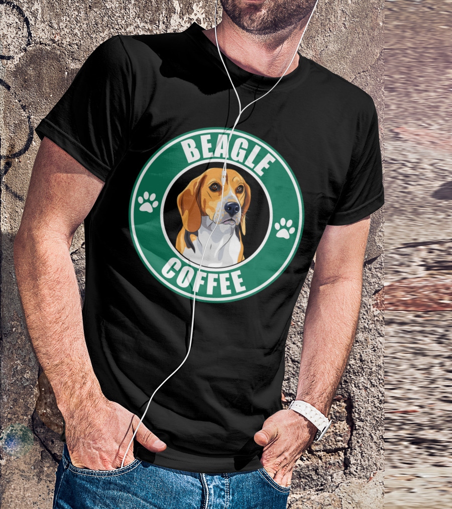 Beagle Coffee Paws Green Circle Beagle T-Shirt