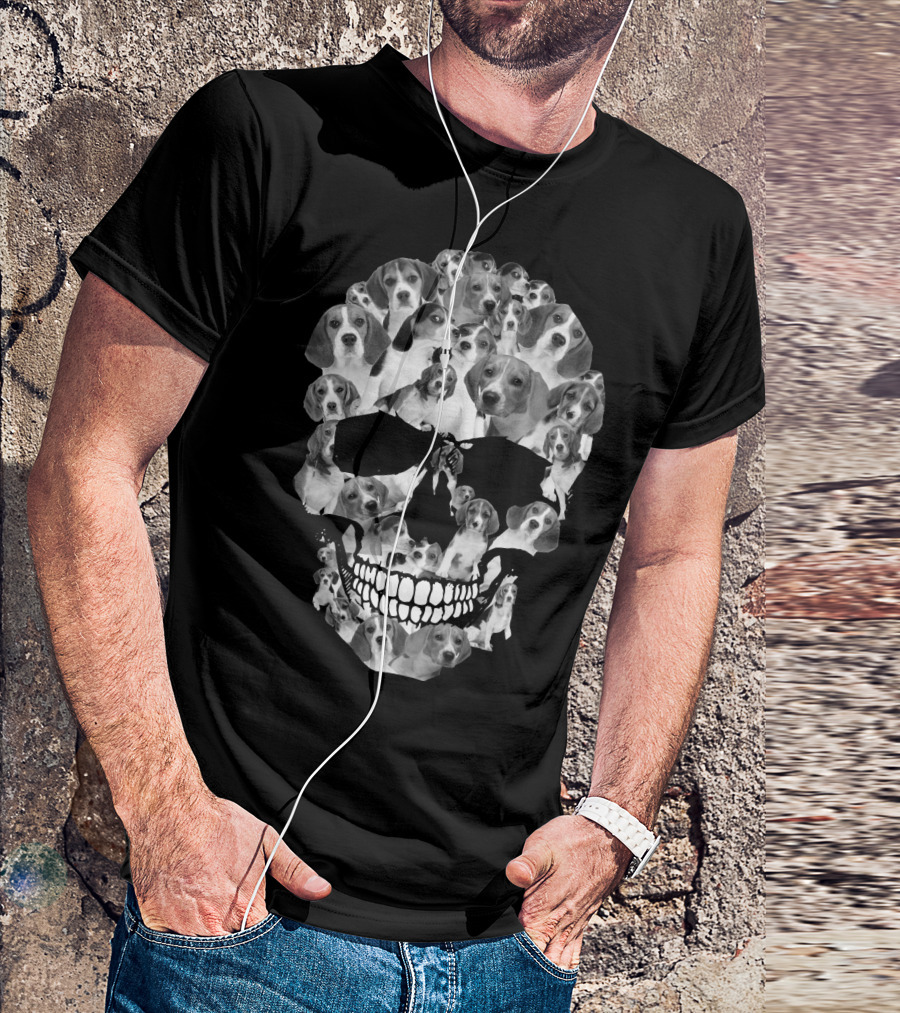 Beagle Skull Pattern Of Dog Faces T-Shirt