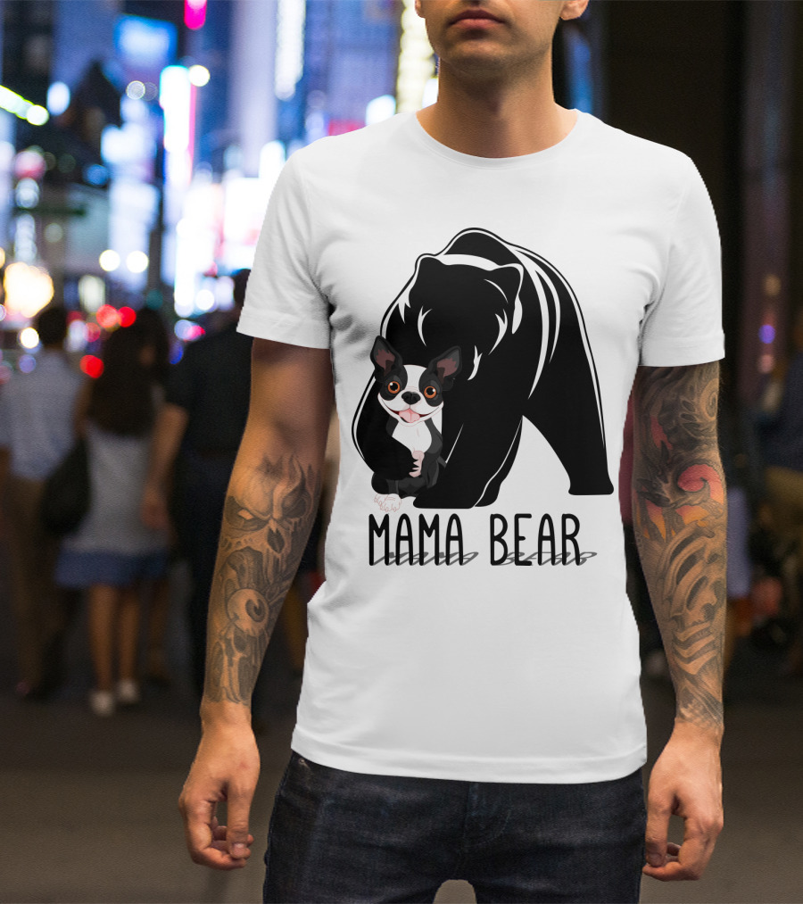 Mama Bear With Cute Dog Companion T-Shirt