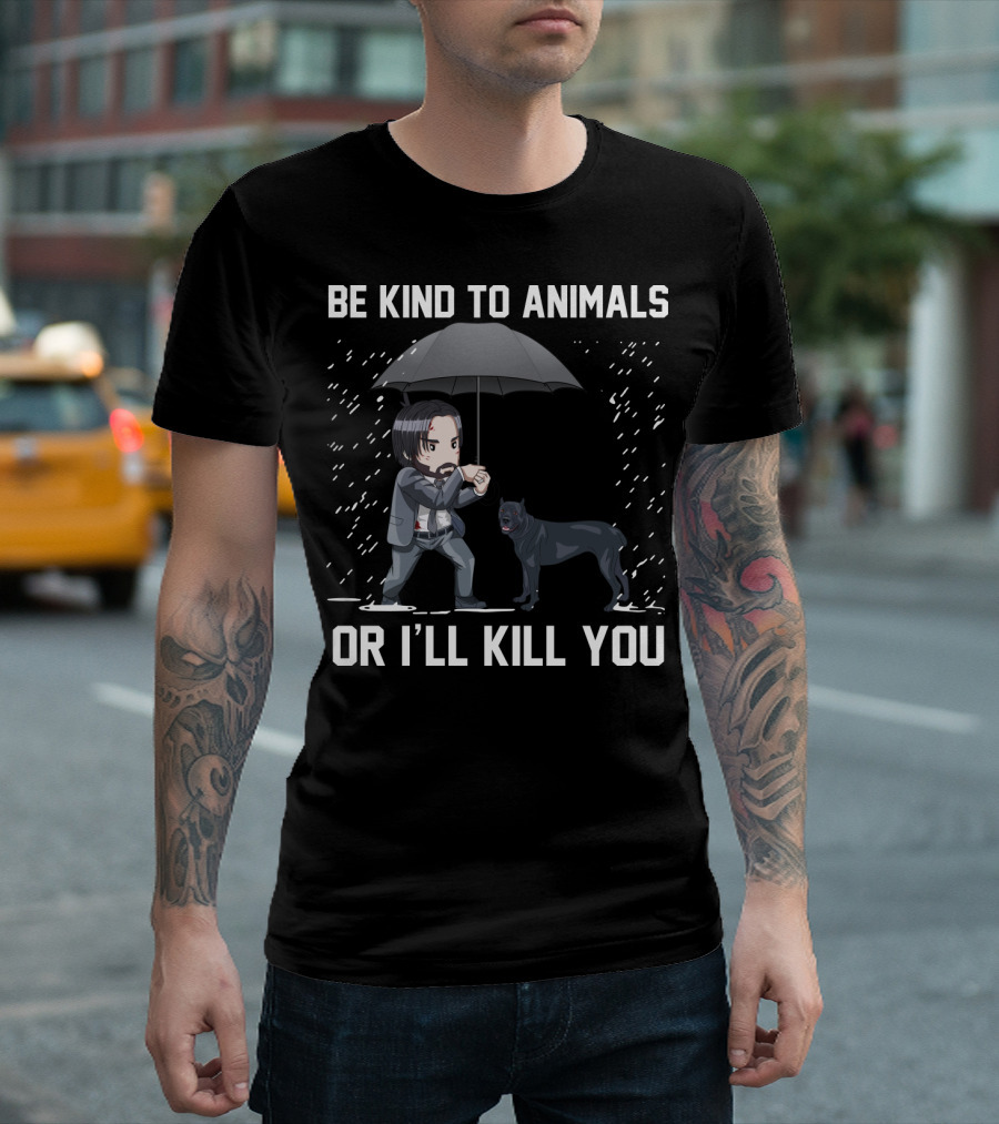 Be Kind To Animals Or I'll Kill You Cane Corso Umbrella T-Shirt