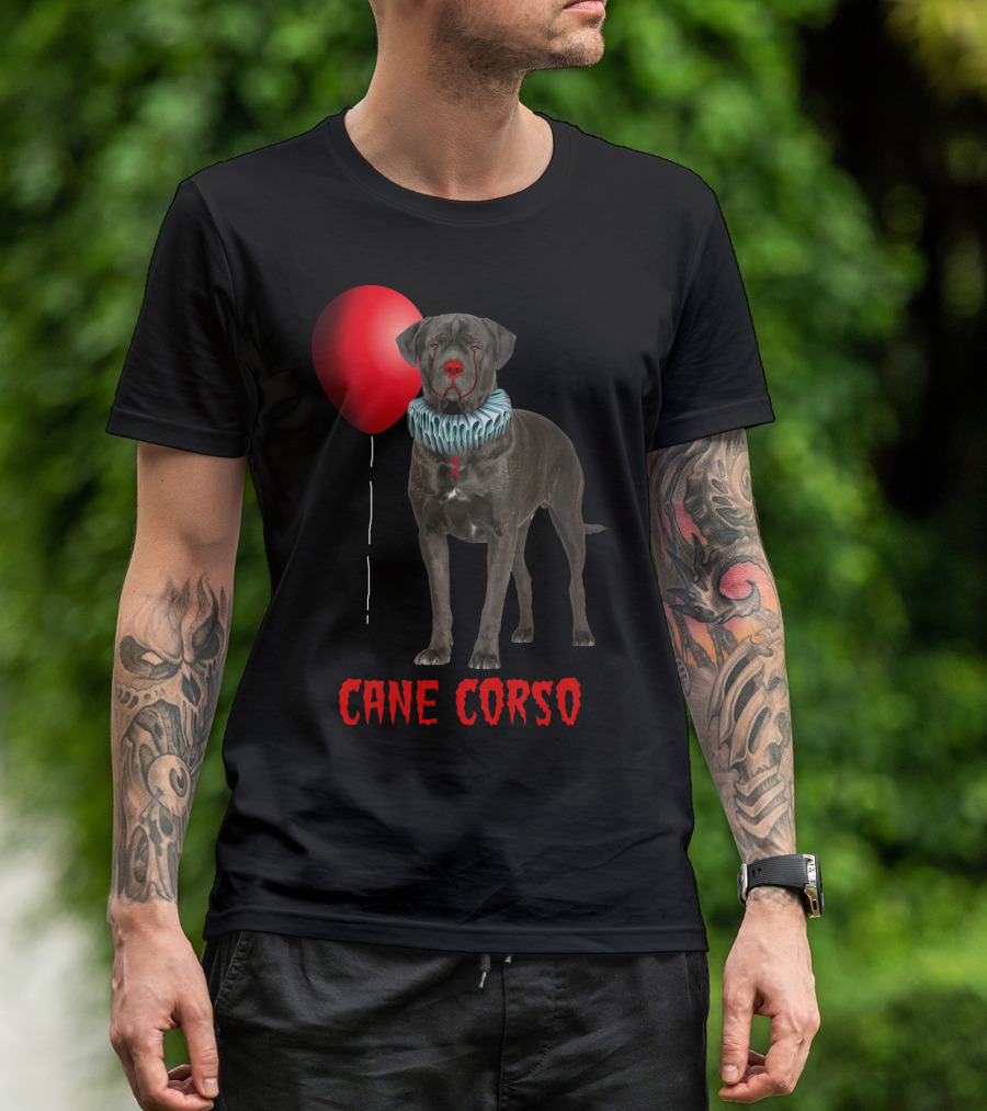 Cane Corso Horror Red Balloon Clown Costume T-Shirt