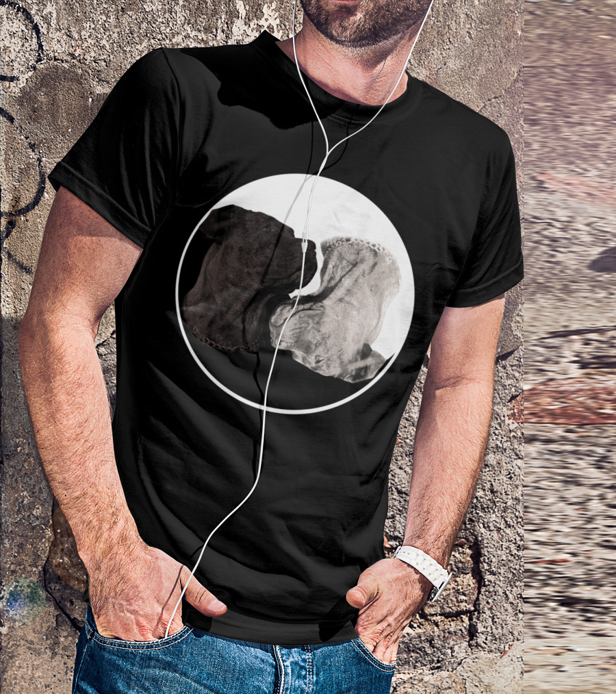 Cane Corso Yin Yang Circle With Black And White Dog Heads T-Shirt