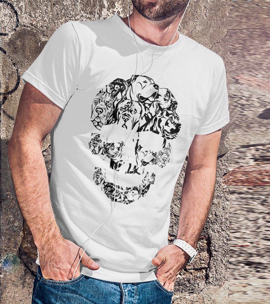 Skull Life Cane Corso Dog Art Collage T-Shirt