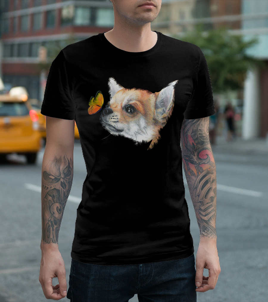 Chihuahua and Butterfly Encounter T-Shirt