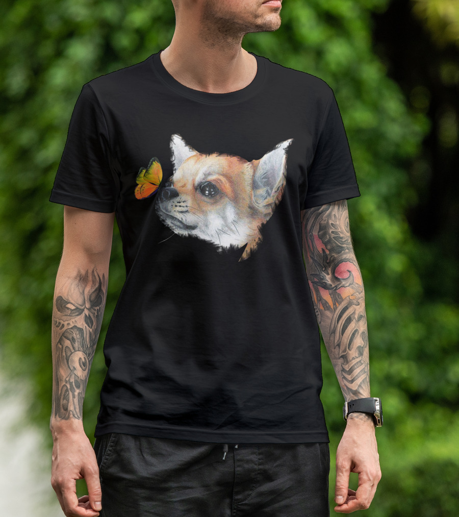 Chihuahua And Butterfly Encounter T-Shirt