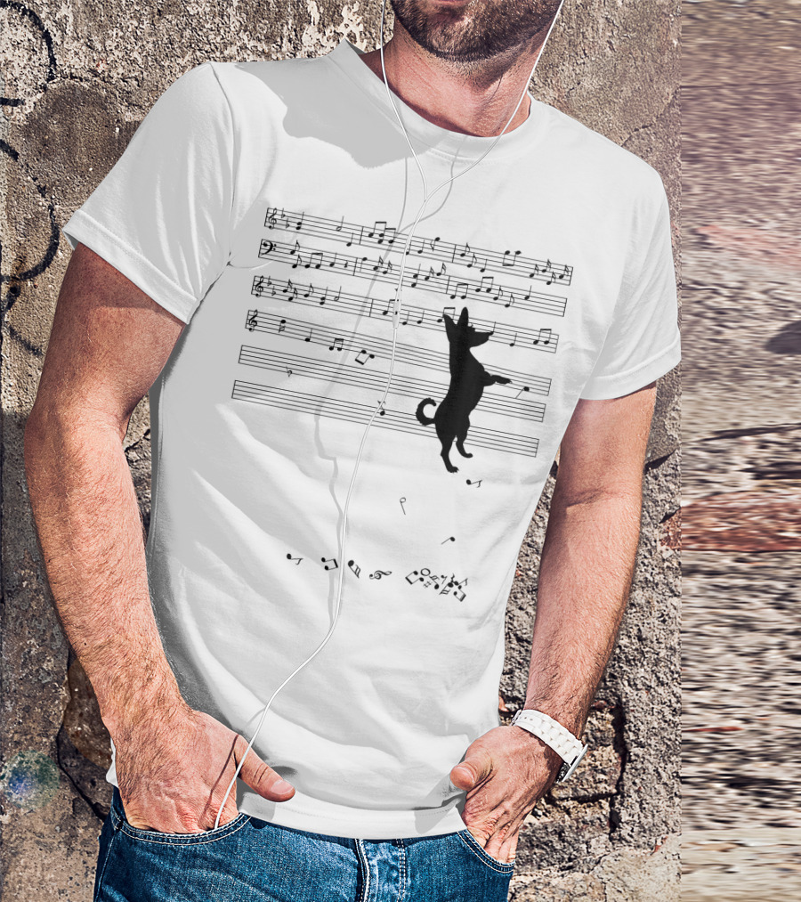 Chihuahua Conducting Musical Notes On Sheet Music T-Shirt