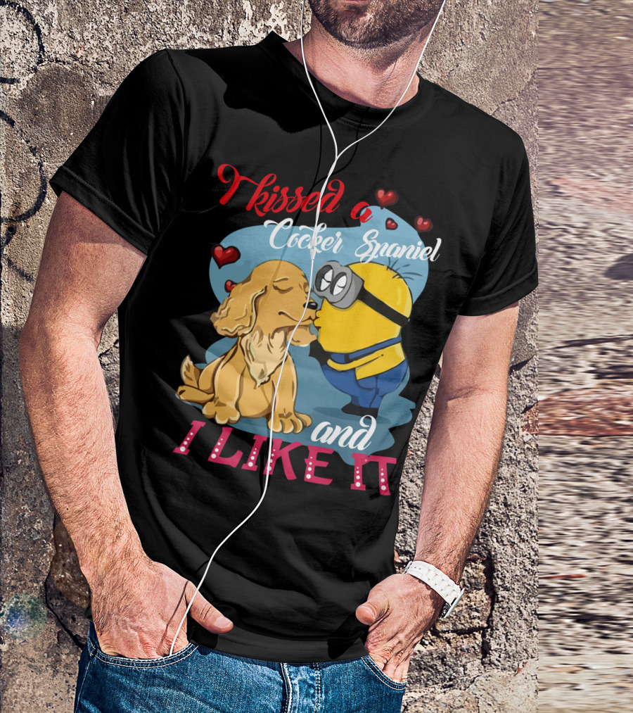 Kissed A Cocker Spaniel And I Like It Cute Minion With Hearts T-Shirt