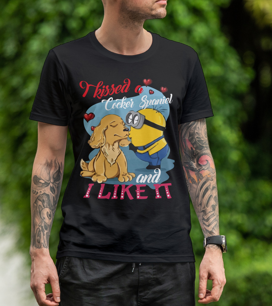 Kissed A Cocker Spaniel And I Like It Cute Minion With Hearts T-Shirt