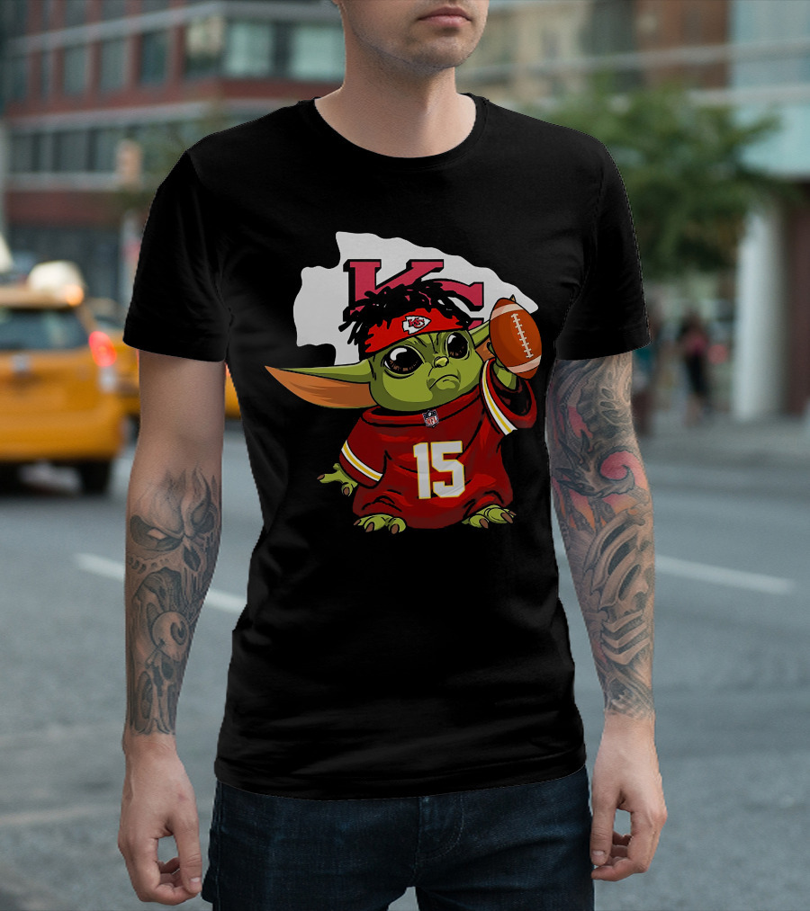 Baby Yoda Kansas City Chiefs Football Player Jersey 15 T-Shirt