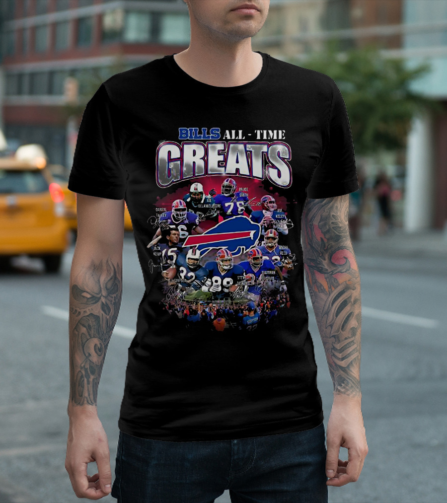 Bills All Time Greats Legends with Buffalo Football Legacy T-Shirt