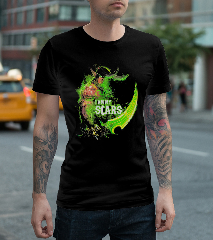 Ilidan I Am My Scars Warcraft Fantasy Character T-Shirt