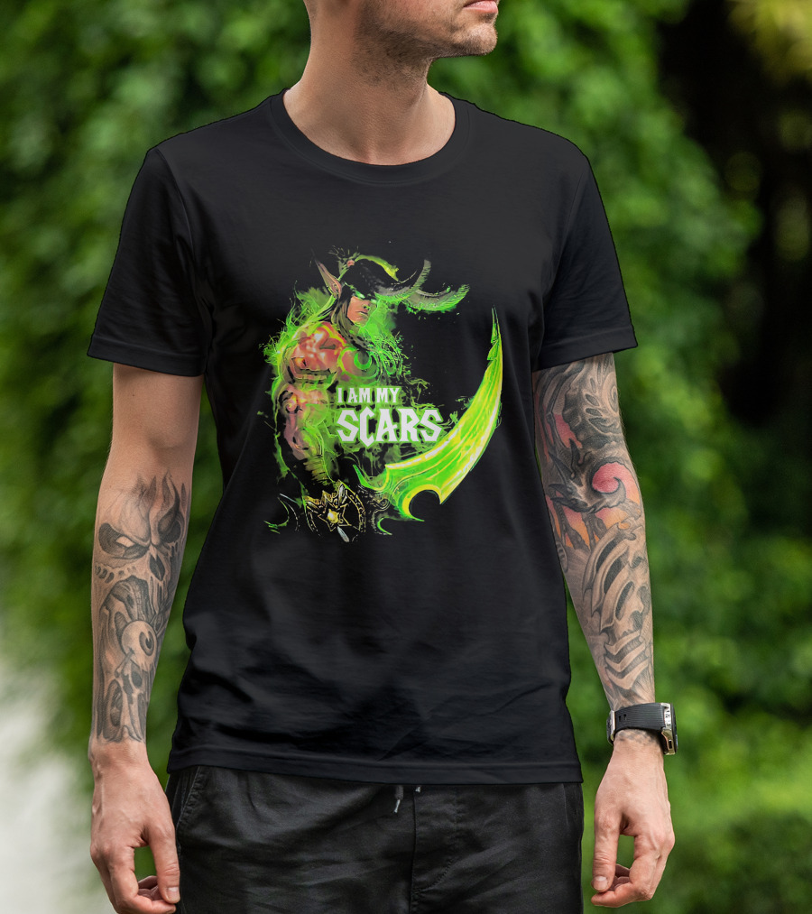Ilidan I Am My Scars Warcraft Fantasy Character T-Shirt
