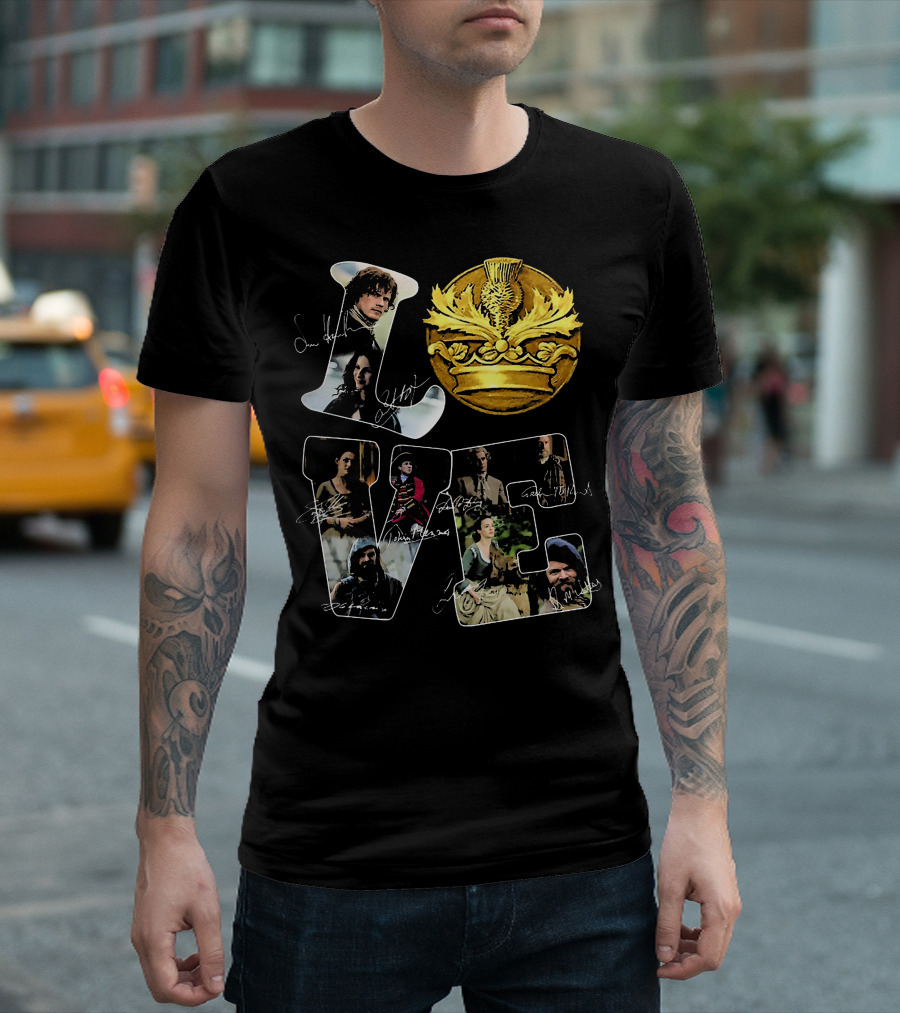 Love Outlander Crown Signature Cast Autographs T-Shirt
