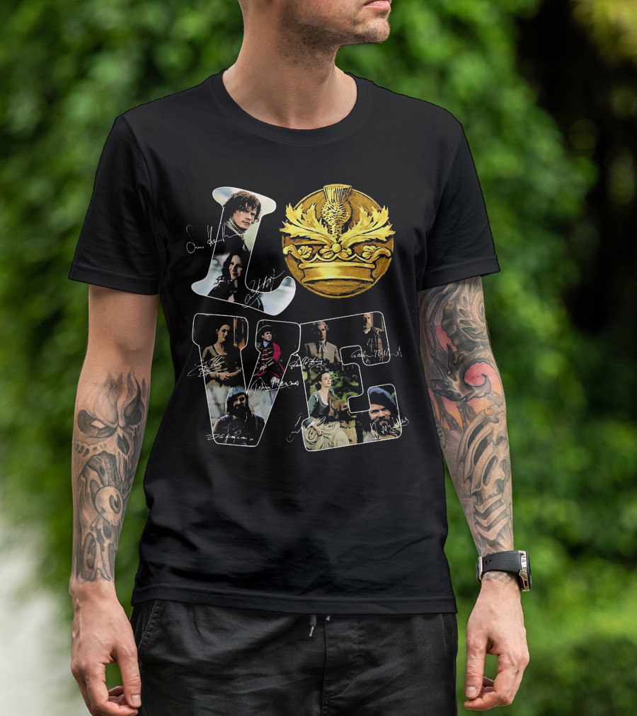 Love Outlander Crown Signature Cast Autographs T-Shirt