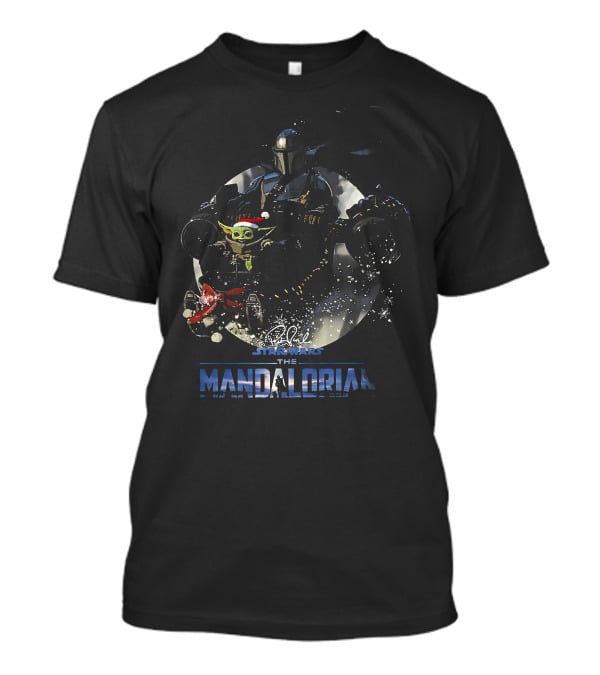 Star Wars The Mandalorian Mando And Baby Yoda Christmas Signature T-Shirt