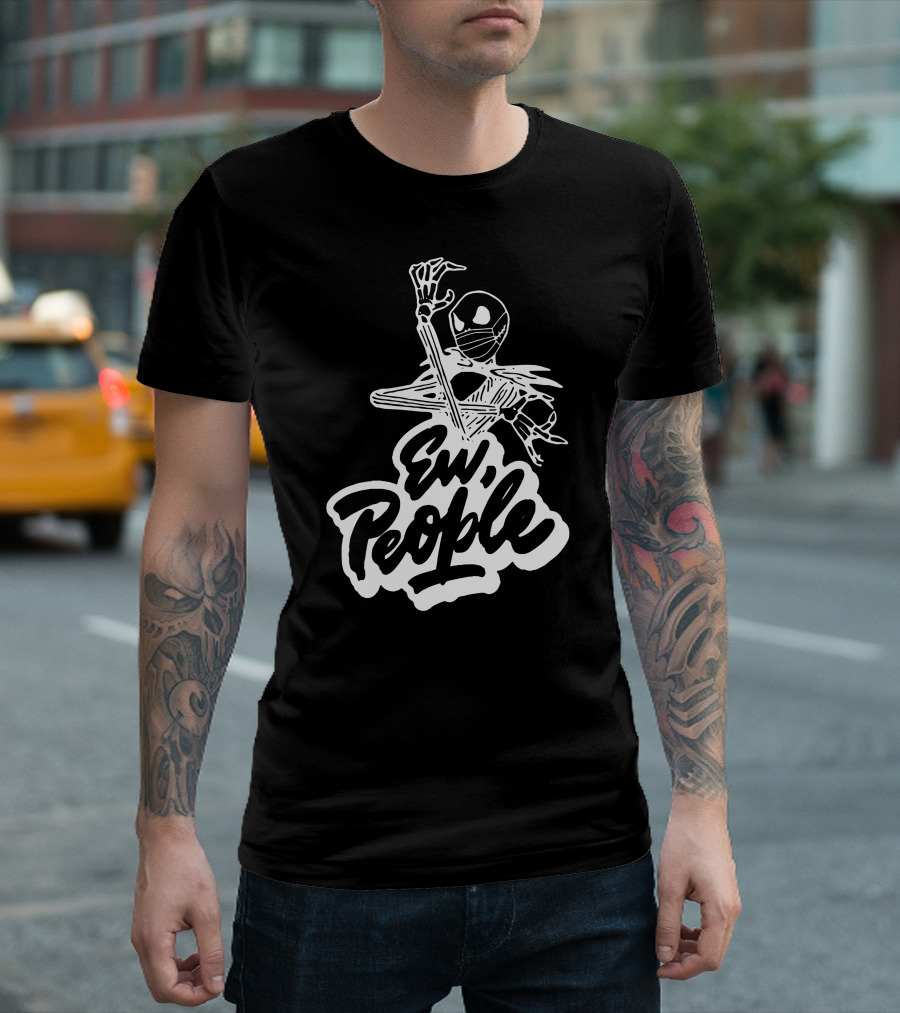 Skellington Face Mask Ew People Skeleton Halloween T-Shirt
