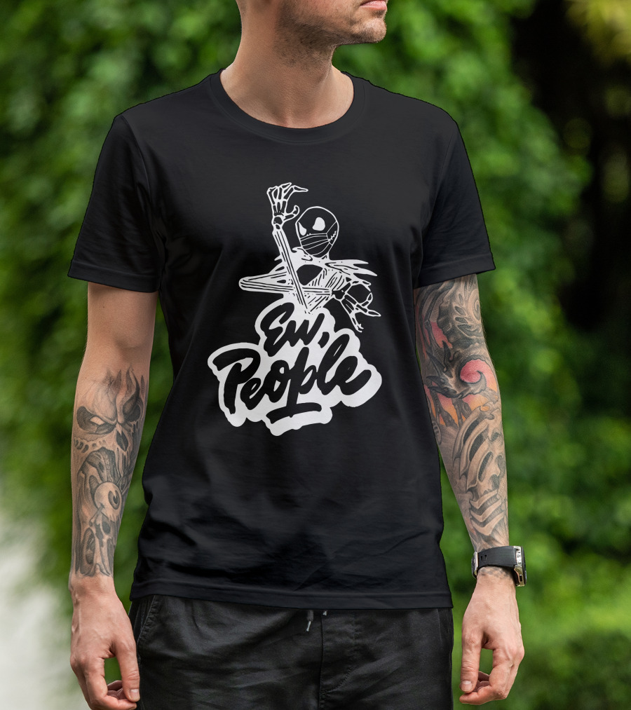 Skellington Face Mask Ew People Skeleton Halloween T-Shirt