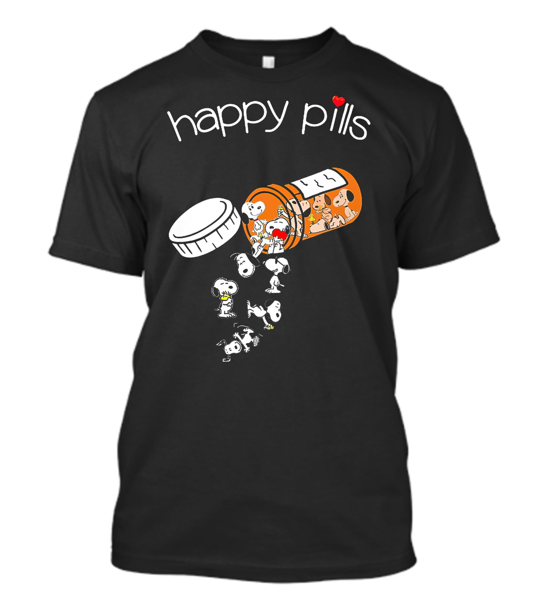 Snoopy Happy Pills Peanuts Characters Fun Capsule Playful T-Shirt