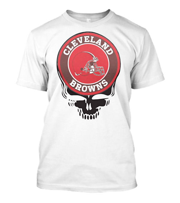 Cleveland Browns Football Helmet Skull T-Shirt