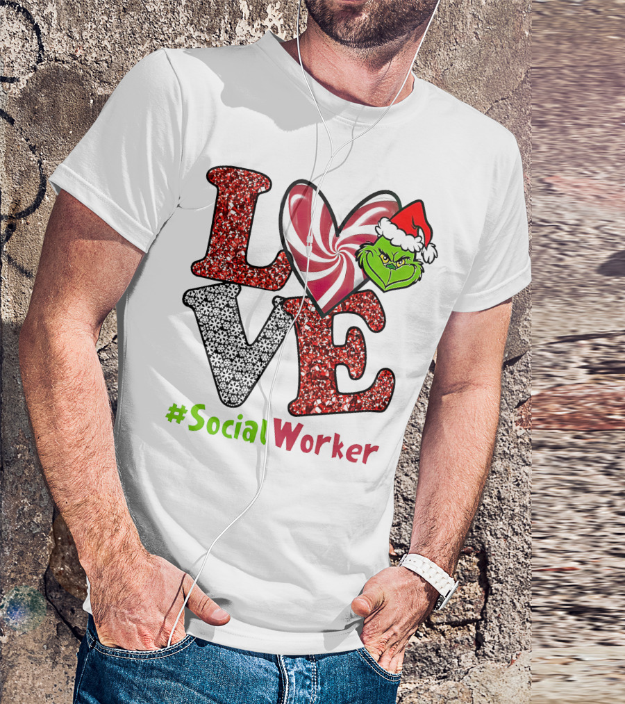 LOVE Grinch Heart #SocialWorker T-Shirt