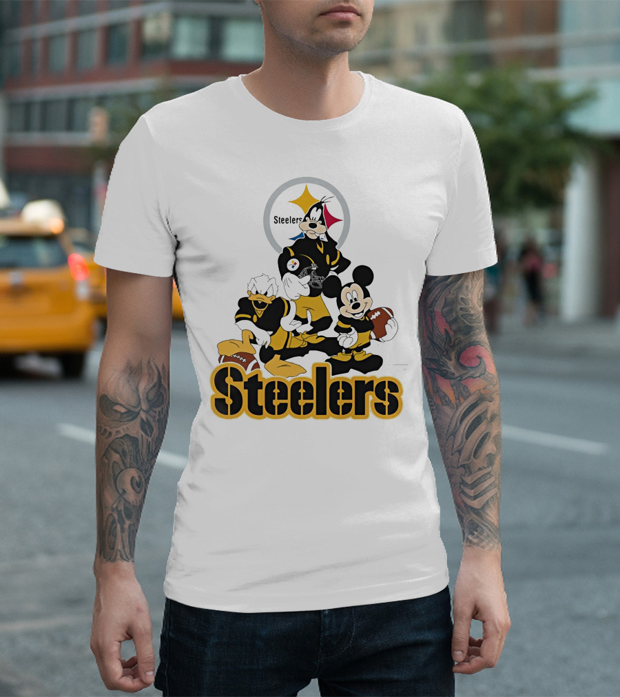 Mickey Donald Goofy Pittsburgh Steelers Football Characters T-Shirt