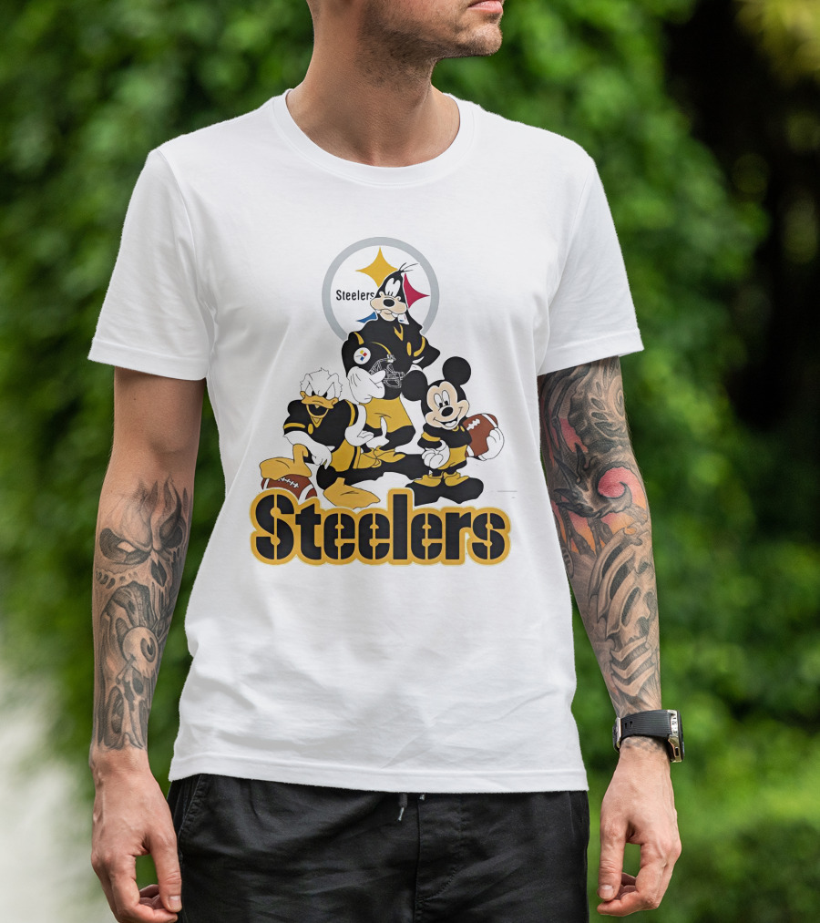 Mickey Donald Goofy Pittsburgh Steelers Football Characters T-Shirt