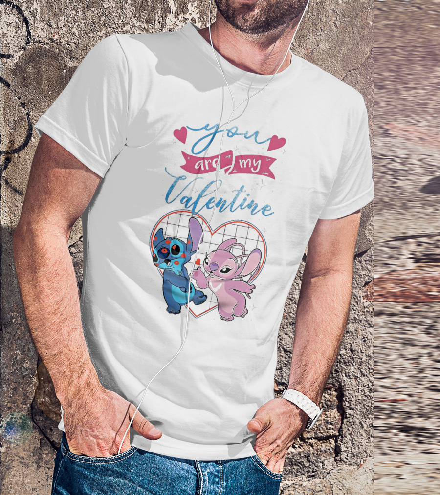 Stitch And Angel You Are My Valentine Heart T-Shirt