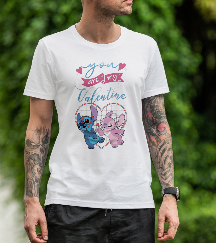 Stitch And Angel You Are My Valentine Heart T-Shirt